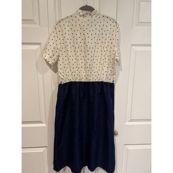 Vintage Navy Skirt Suit Set Blazer Button Up Career Academic Dark Academia - Picture 8 of 8